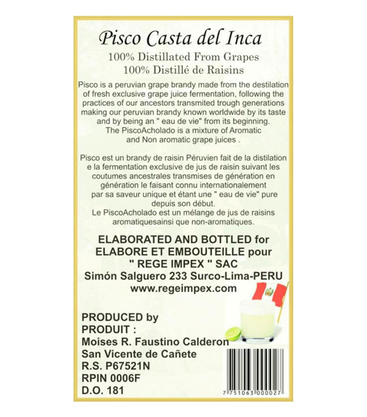 Pisco Casta del Inka